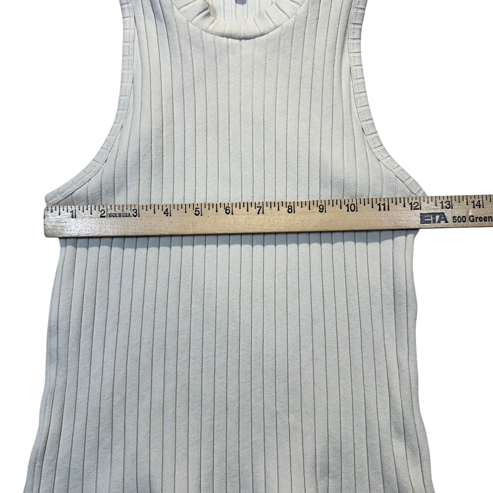 Vince Ribbed Mock Neck Tank Top Womens XS Cream Minimalist Chic Shell - Picture 4 of 8